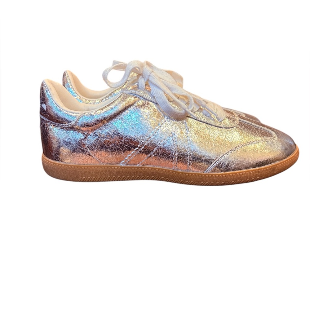 MIA Women’s Klair Sporty Edgy Metallic Silver Sneakers Sz 9.5